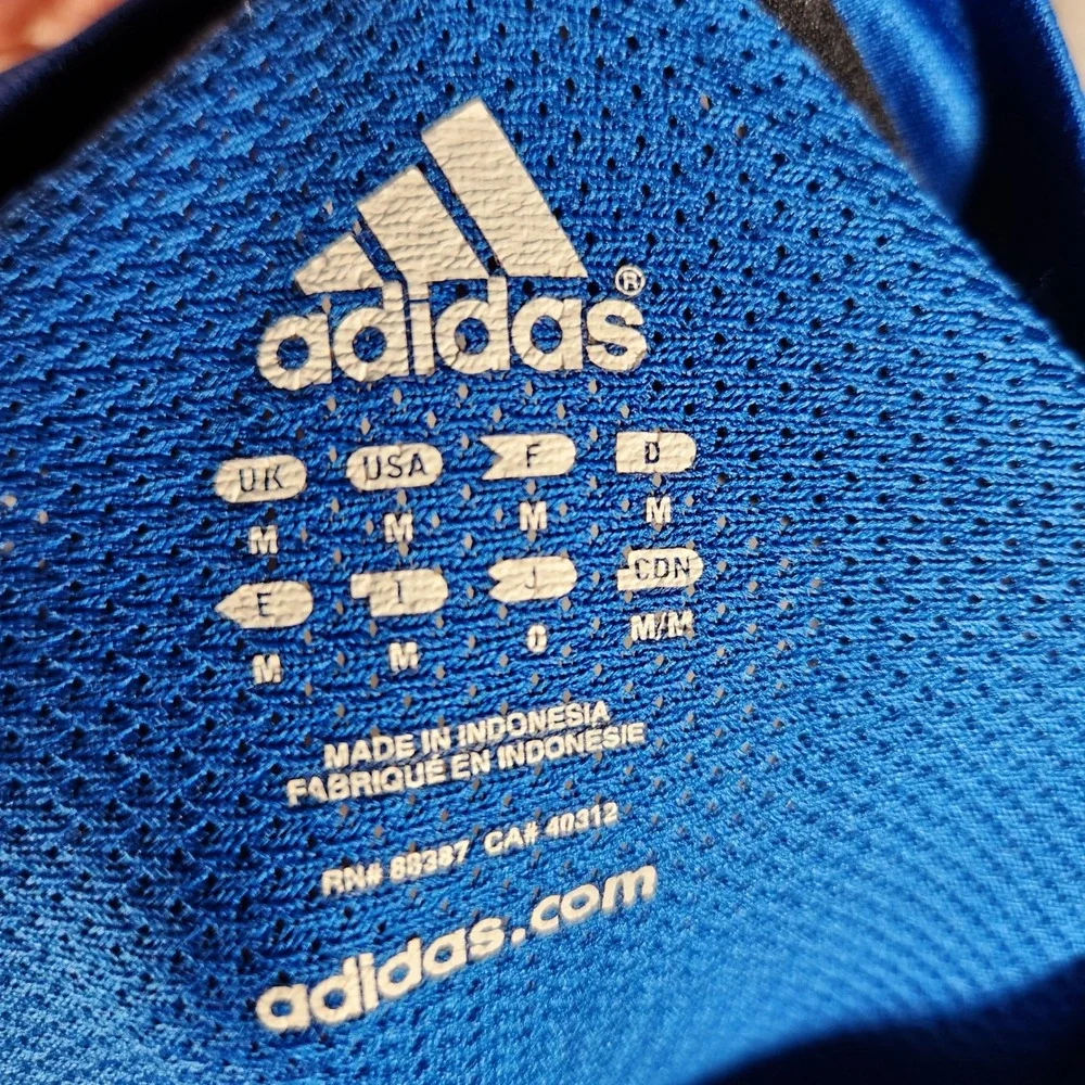 Adidas Athletic Shirt Mens Medium Blue Excellent‎ Short Sleeve 3-Stripe Q27335